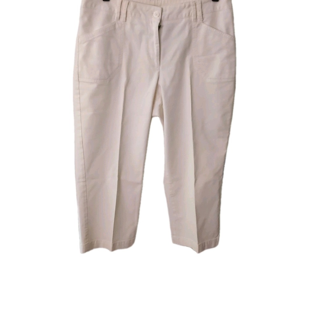 French Laundry Pants Womens 10P Cream White Cropped Ankle Straight Leg Tailored